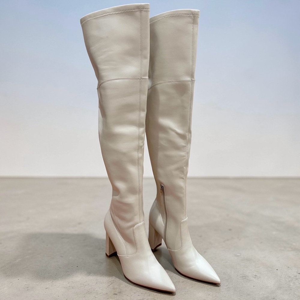 Marc Fisher Women's Lezli Over the Knee Boots Ivory Size 8 NWOB